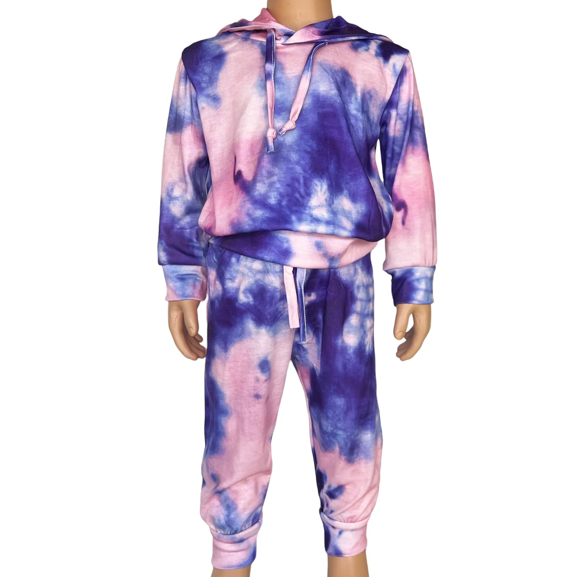 Girls Boutique Purple Tie Dye Hoodie & Joggers Sweatsuit Loungewear