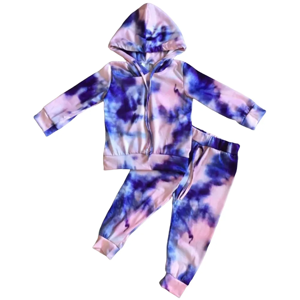 Girls Boutique Purple Tie Dye Hoodie & Joggers Sweatsuit Loungewear