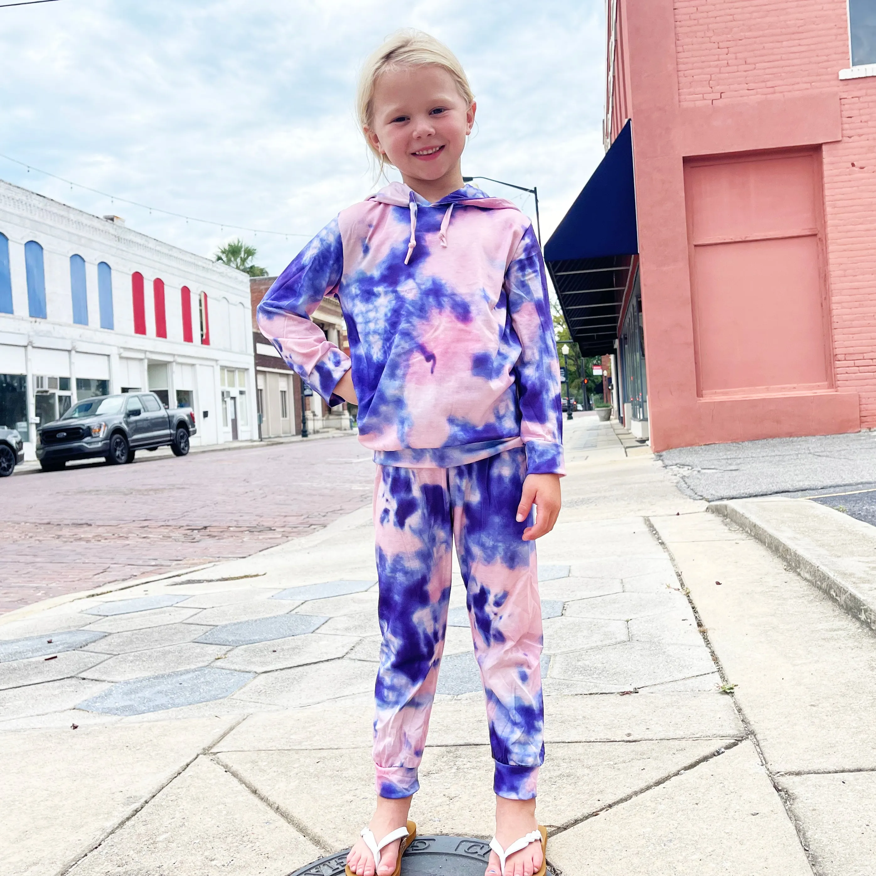 Girls Boutique Purple Tie Dye Hoodie & Joggers Sweatsuit Loungewear