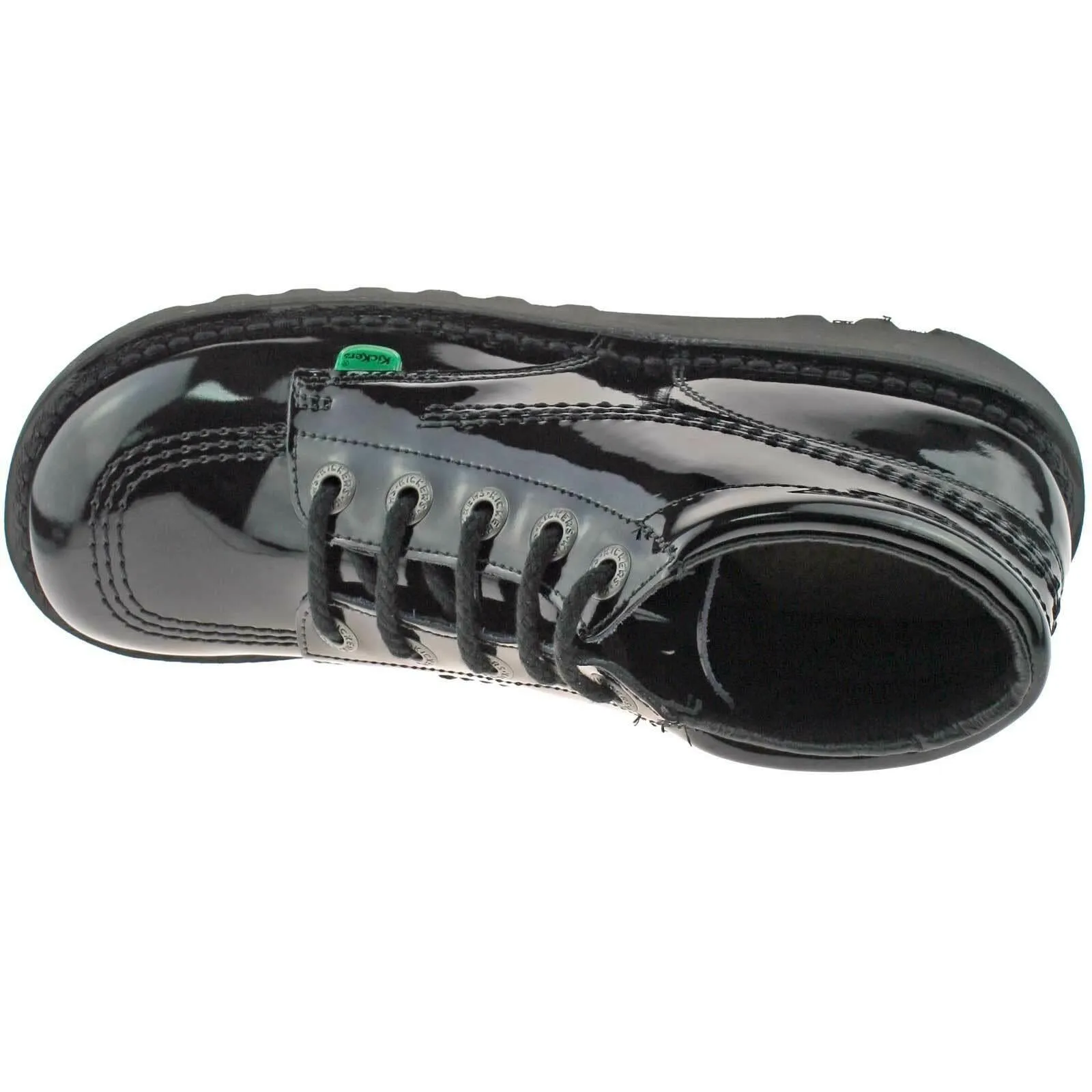 Girls Junior Kickers Kick Hi Black Patent Leather School Shoes Boots KF0000579