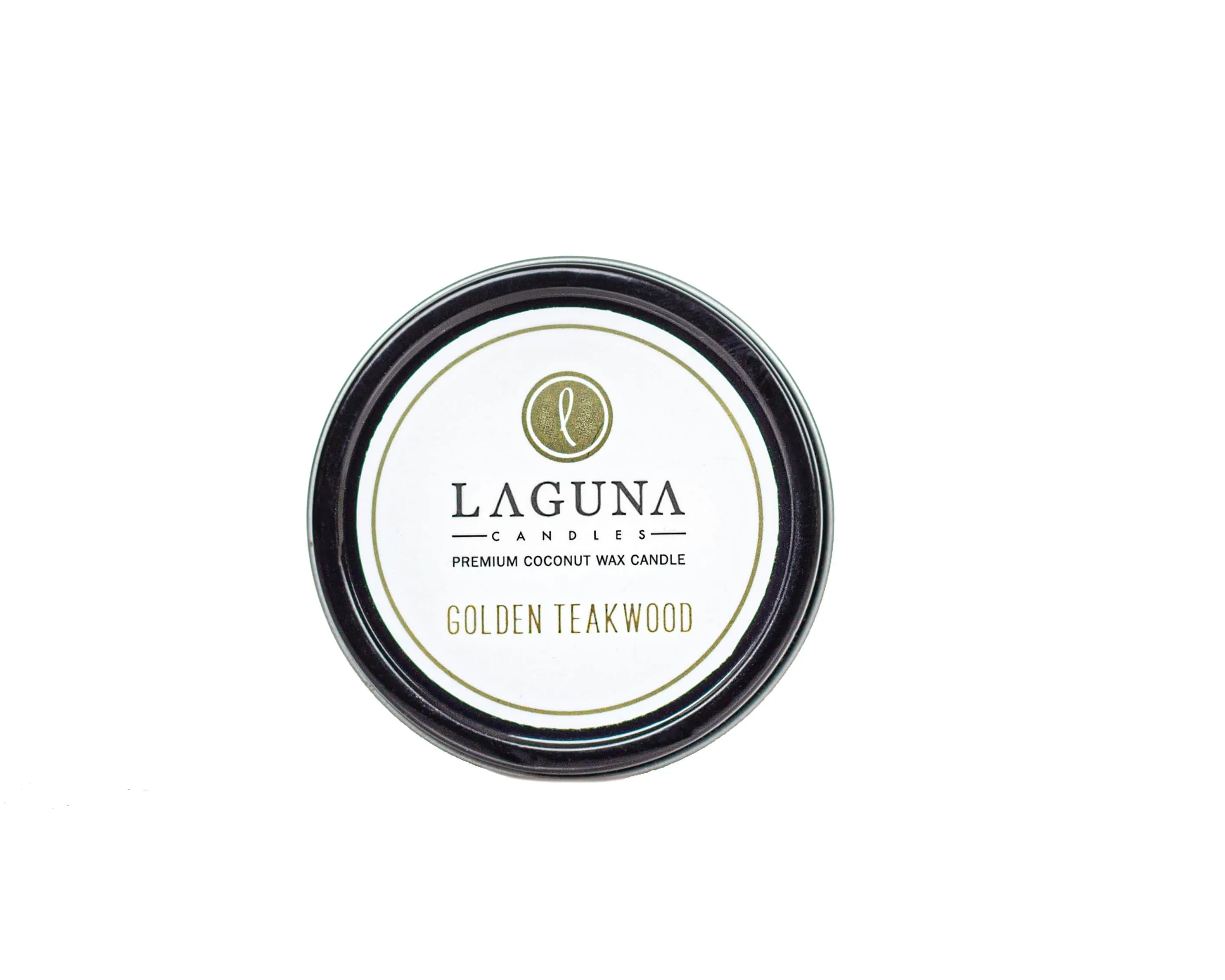 Golden Teakwood 6oz Travel Tin Candle