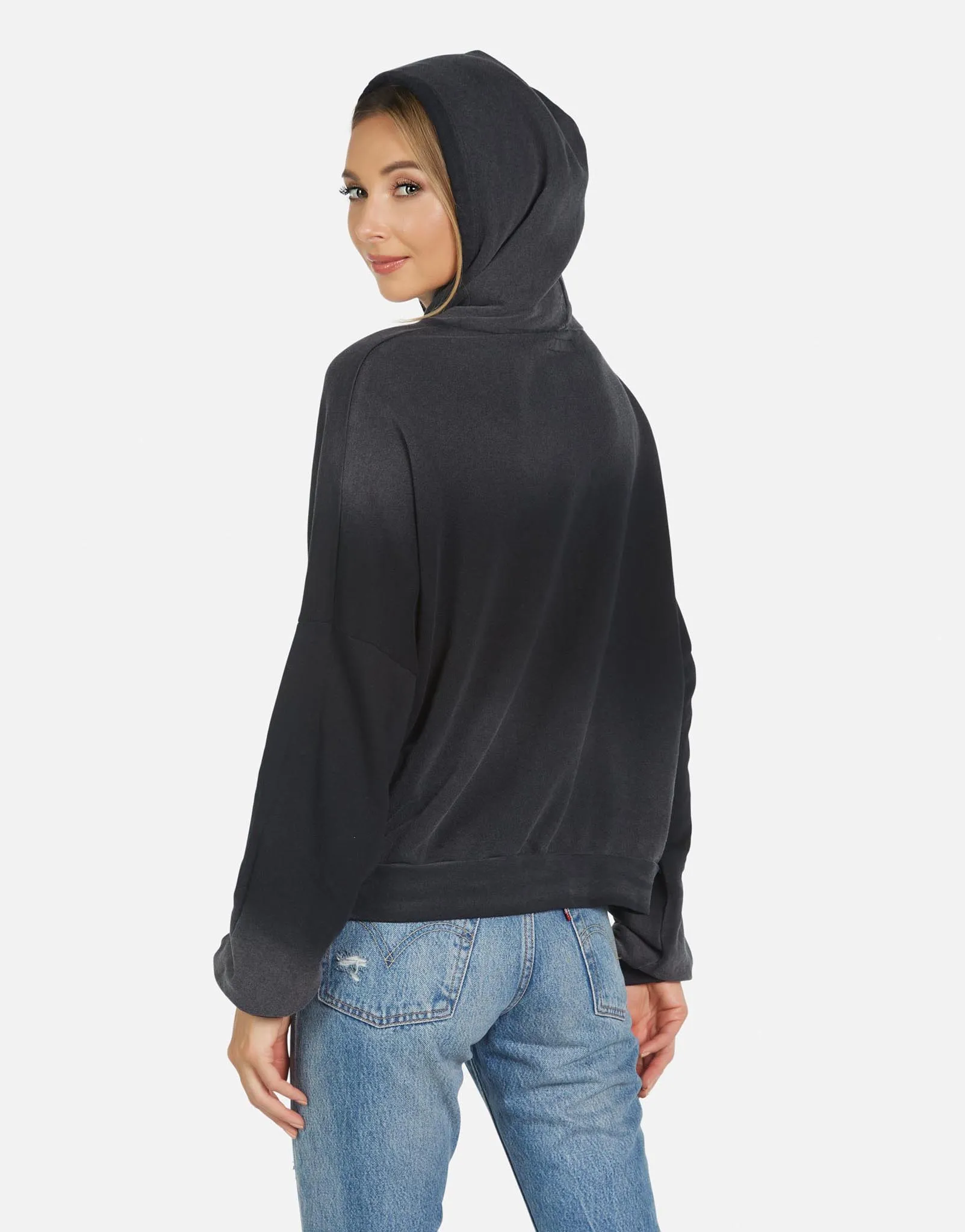 Gower LE Black Ombre Crop Hoodie