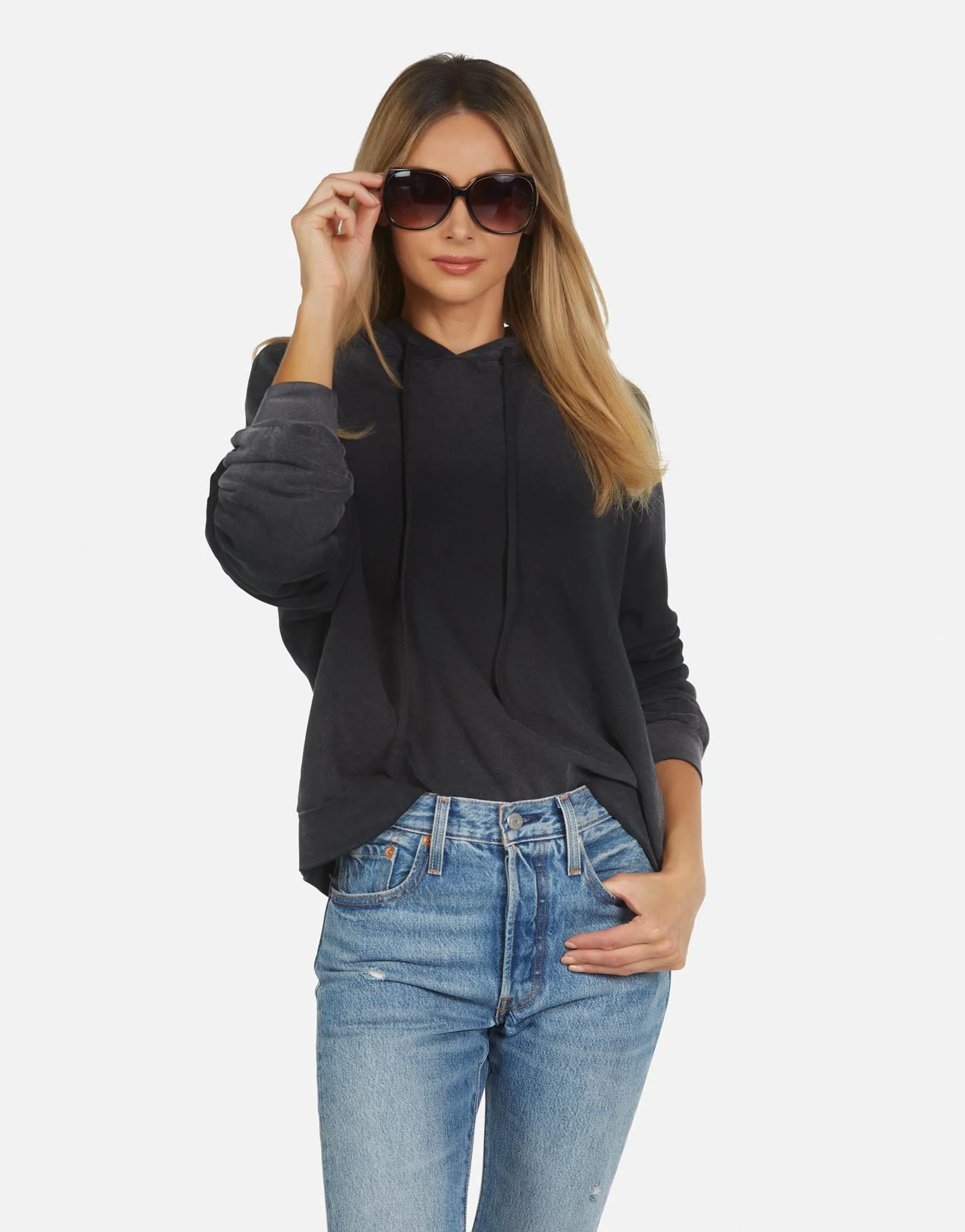 Gower LE Black Ombre Crop Hoodie