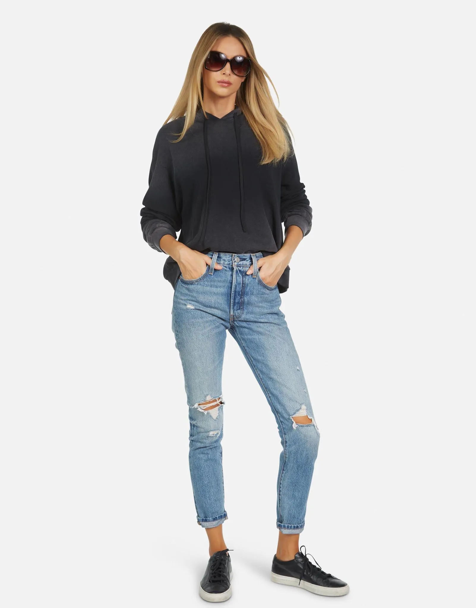 Gower LE Black Ombre Crop Hoodie