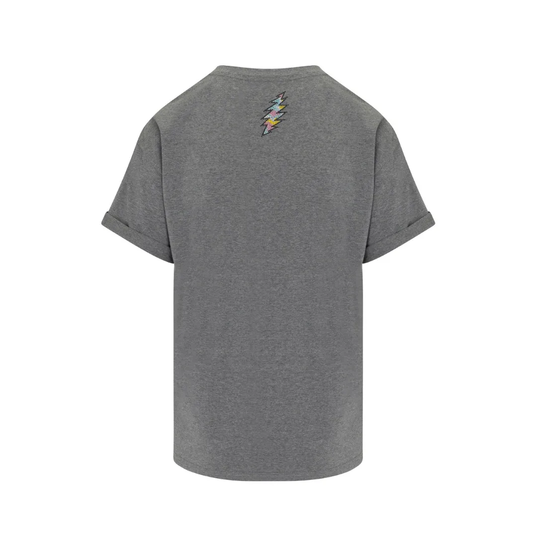 Grateful Dead Rhinestone Stealie Relaxed T-Shirt - Heather Gray