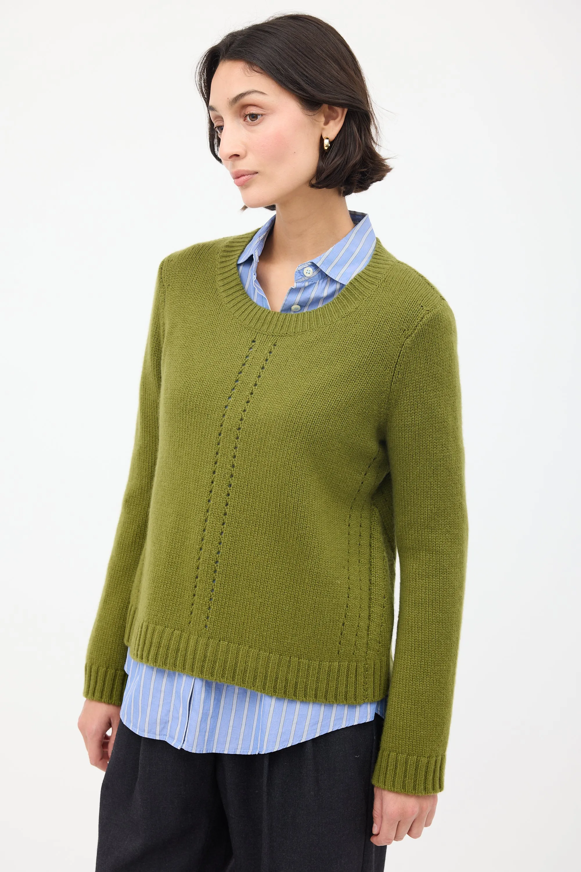 Green Cashmere Crewneck Sweater
