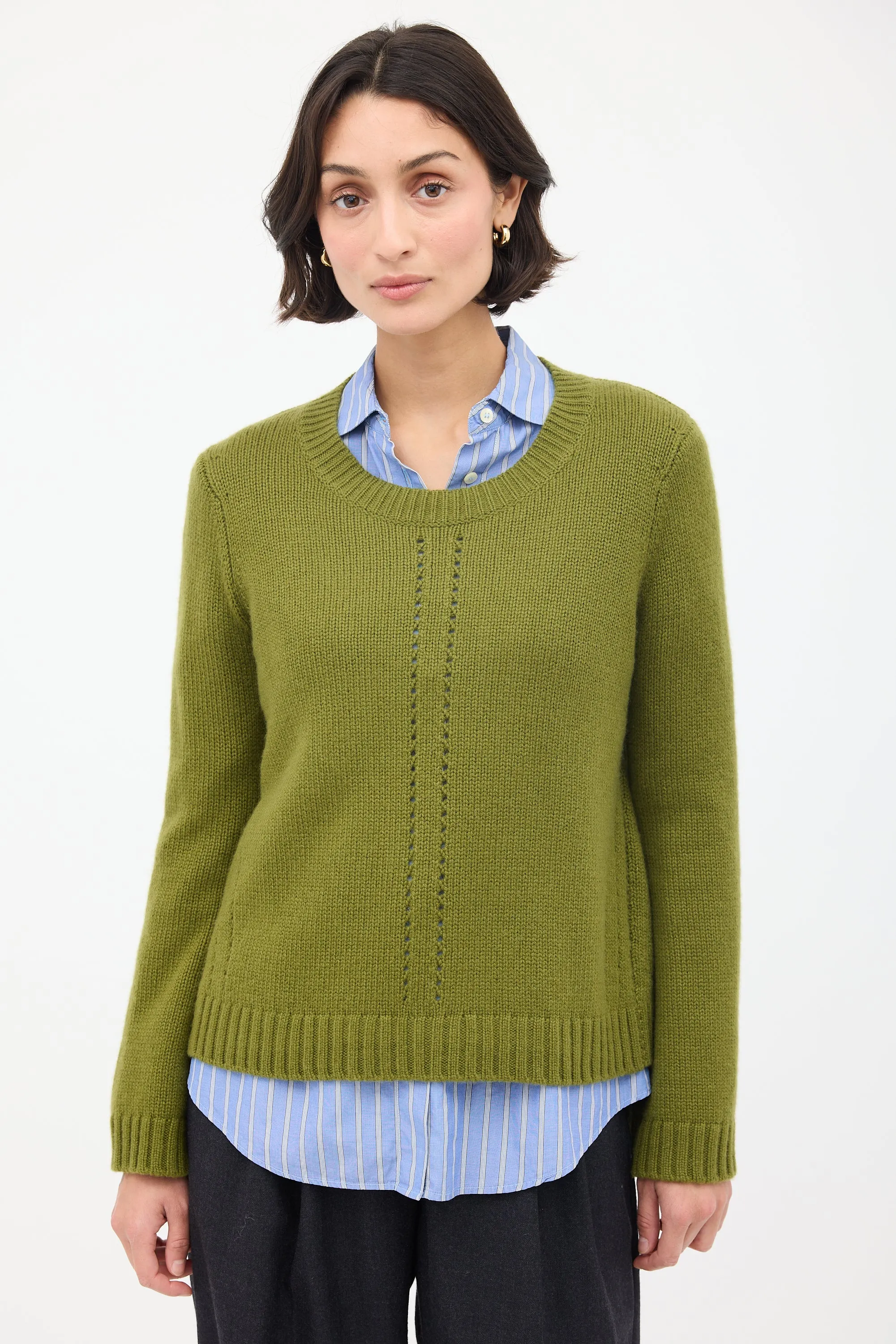 Green Cashmere Crewneck Sweater