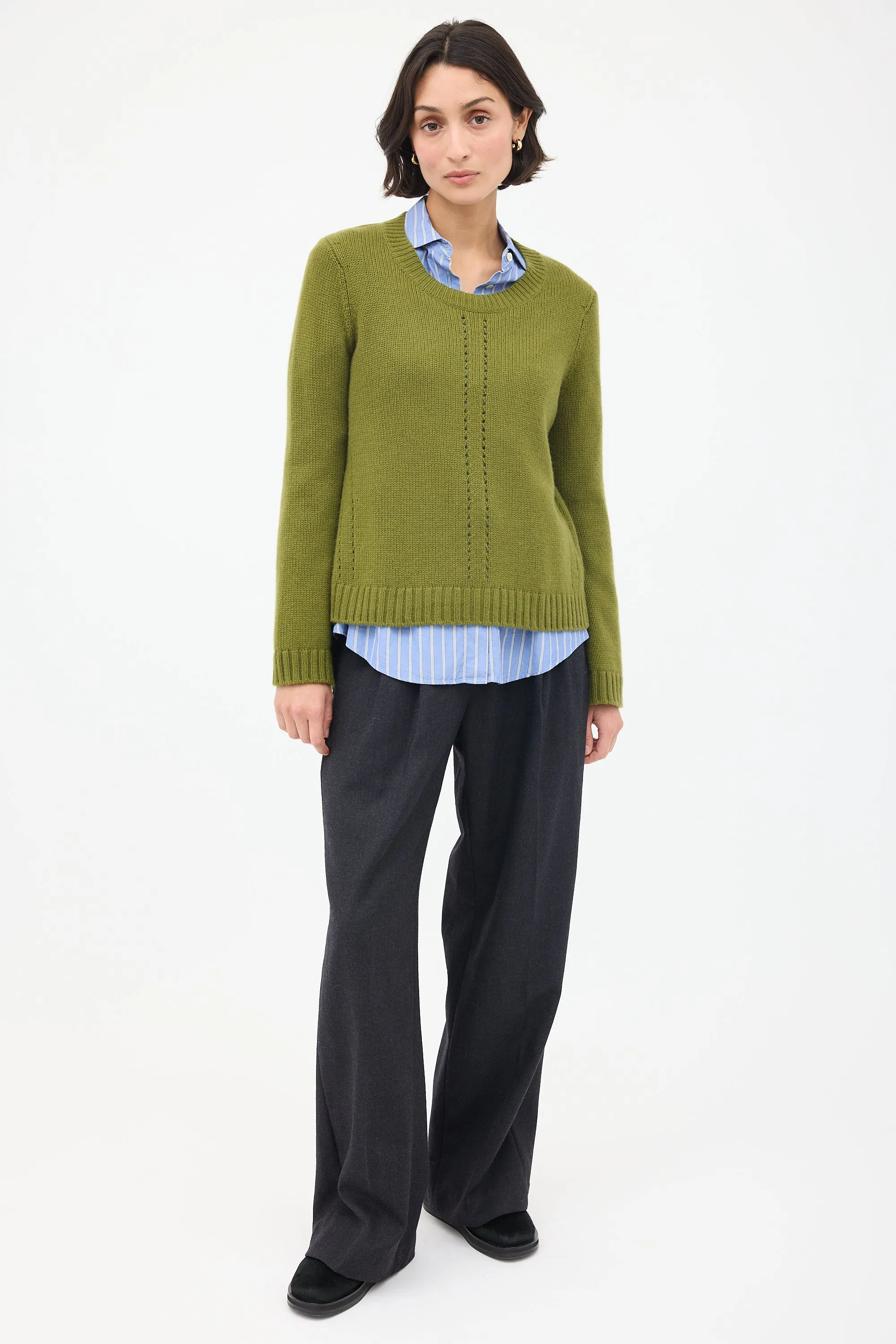 Green Cashmere Crewneck Sweater