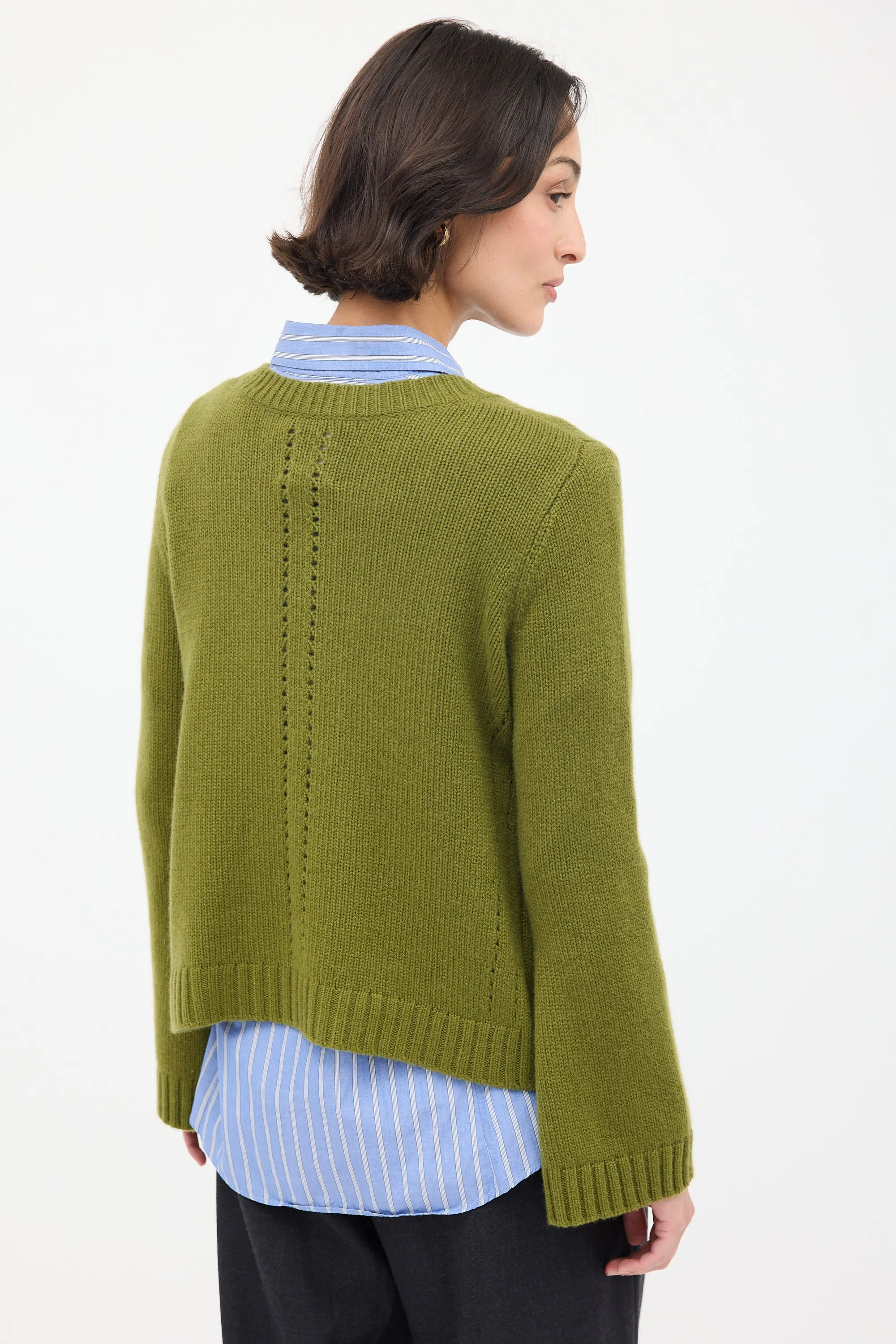 Green Cashmere Crewneck Sweater