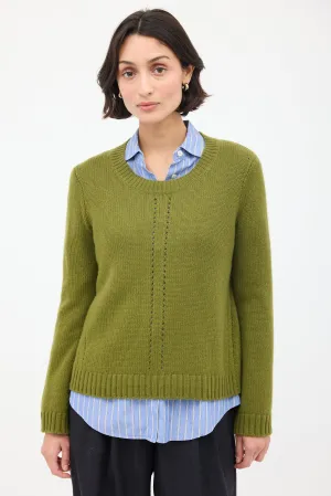 Green Cashmere Crewneck Sweater