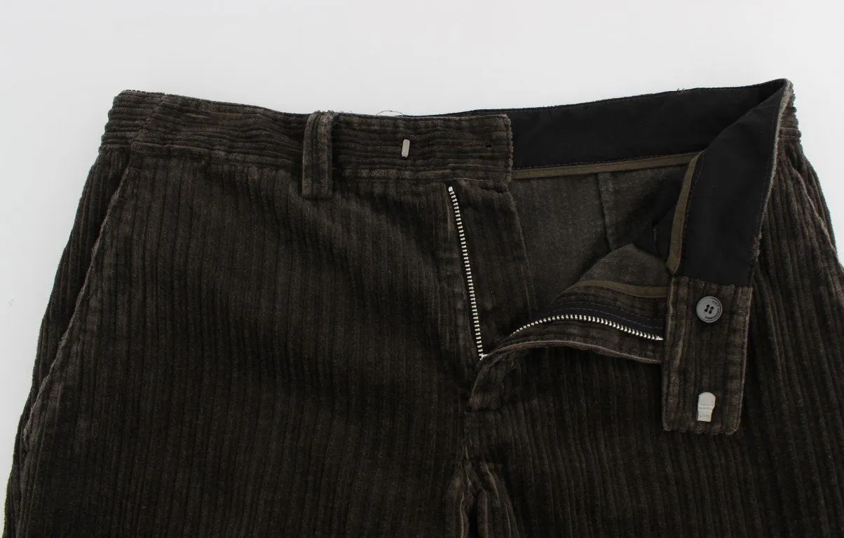Green Corduroy Slim Fit Pants Jeans
