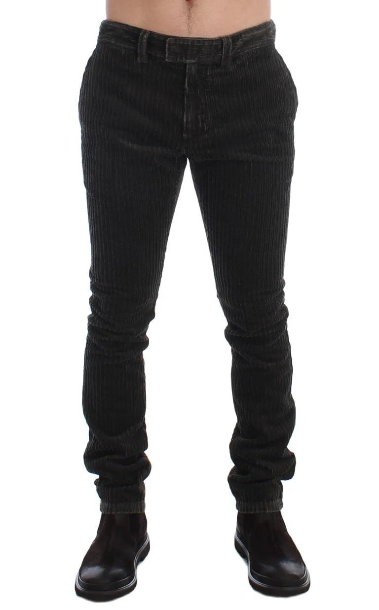 Green Corduroy Slim Fit Pants Jeans
