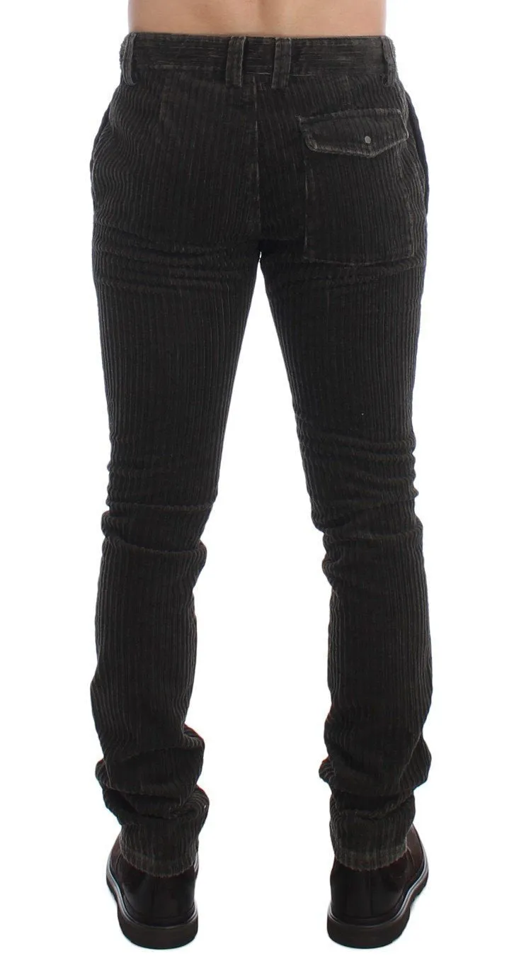 Green Corduroy Slim Fit Pants Jeans