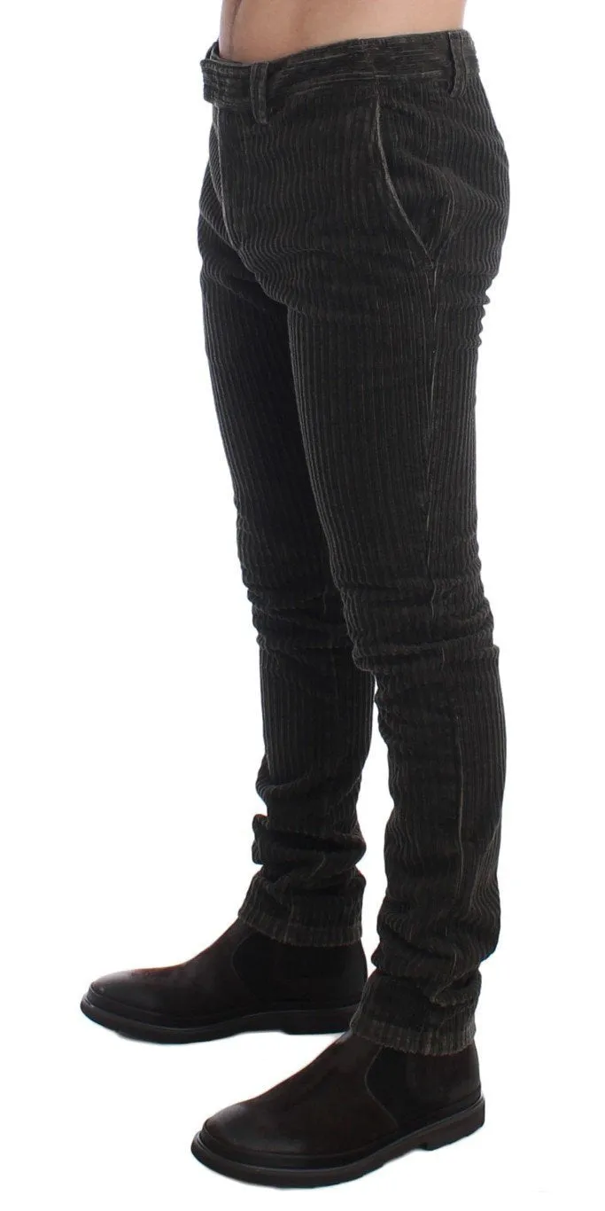 Green Corduroy Slim Fit Pants Jeans