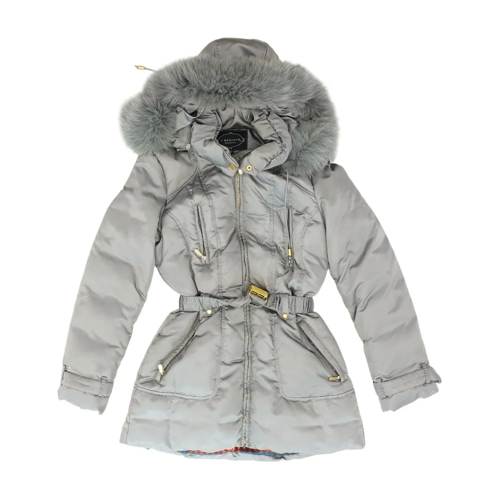 Green Solid Puffer Jacket