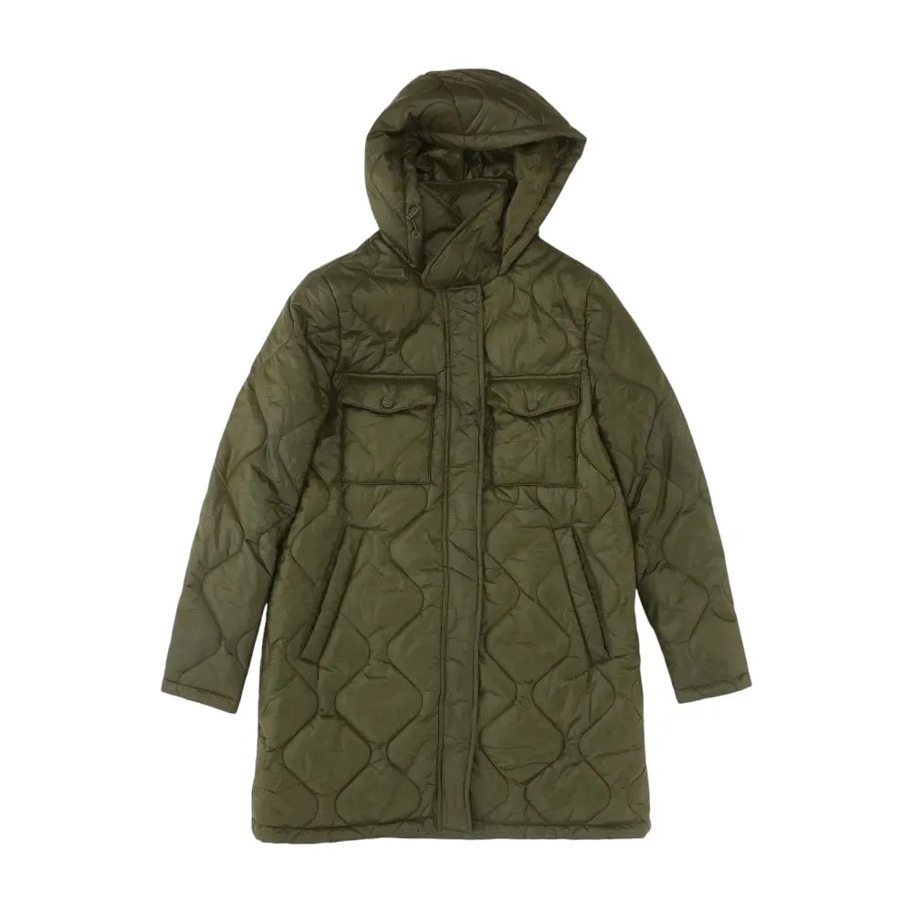 Green Solid Puffer Jacket