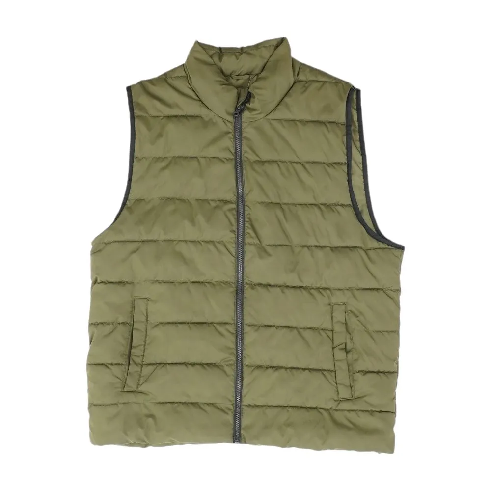 Green Solid Puffer Vest