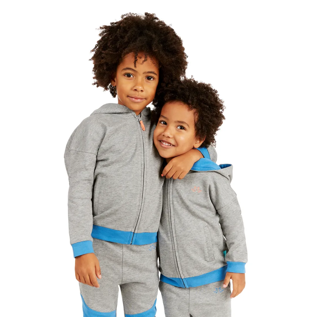Grey & Blue Boys Zip Up Hoodie