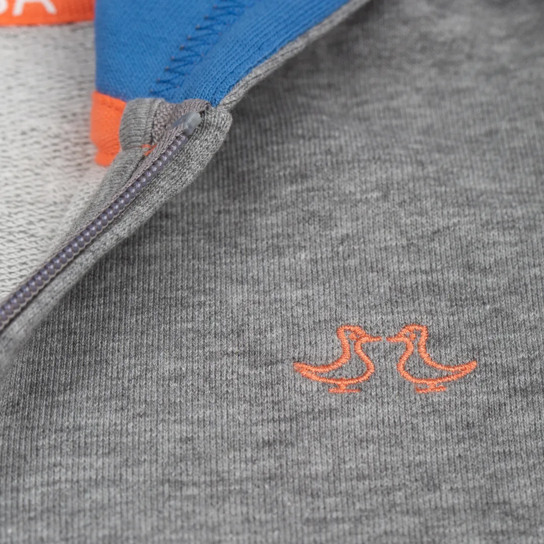 Grey & Blue Boys Zip Up Hoodie