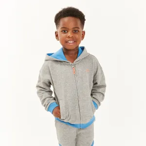 Grey & Blue Boys Zip Up Hoodie