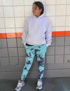 Grey and Bright Blue Tie Dye Joggers