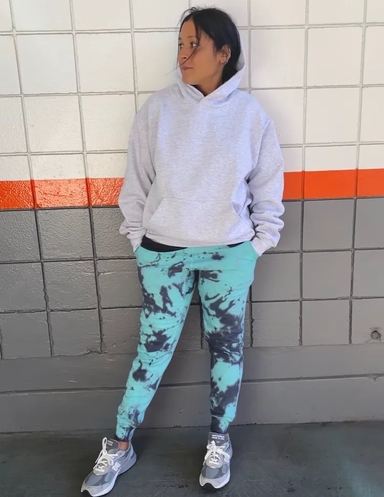 Grey and Bright Blue Tie Dye Joggers