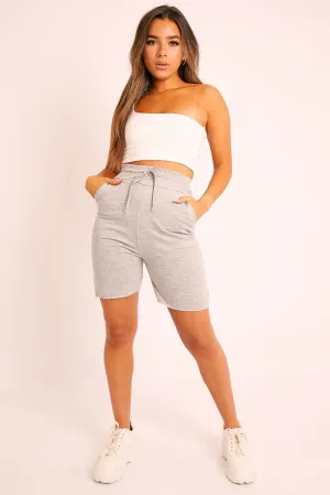 Grey Longline Jogger Shorts - Flonnie