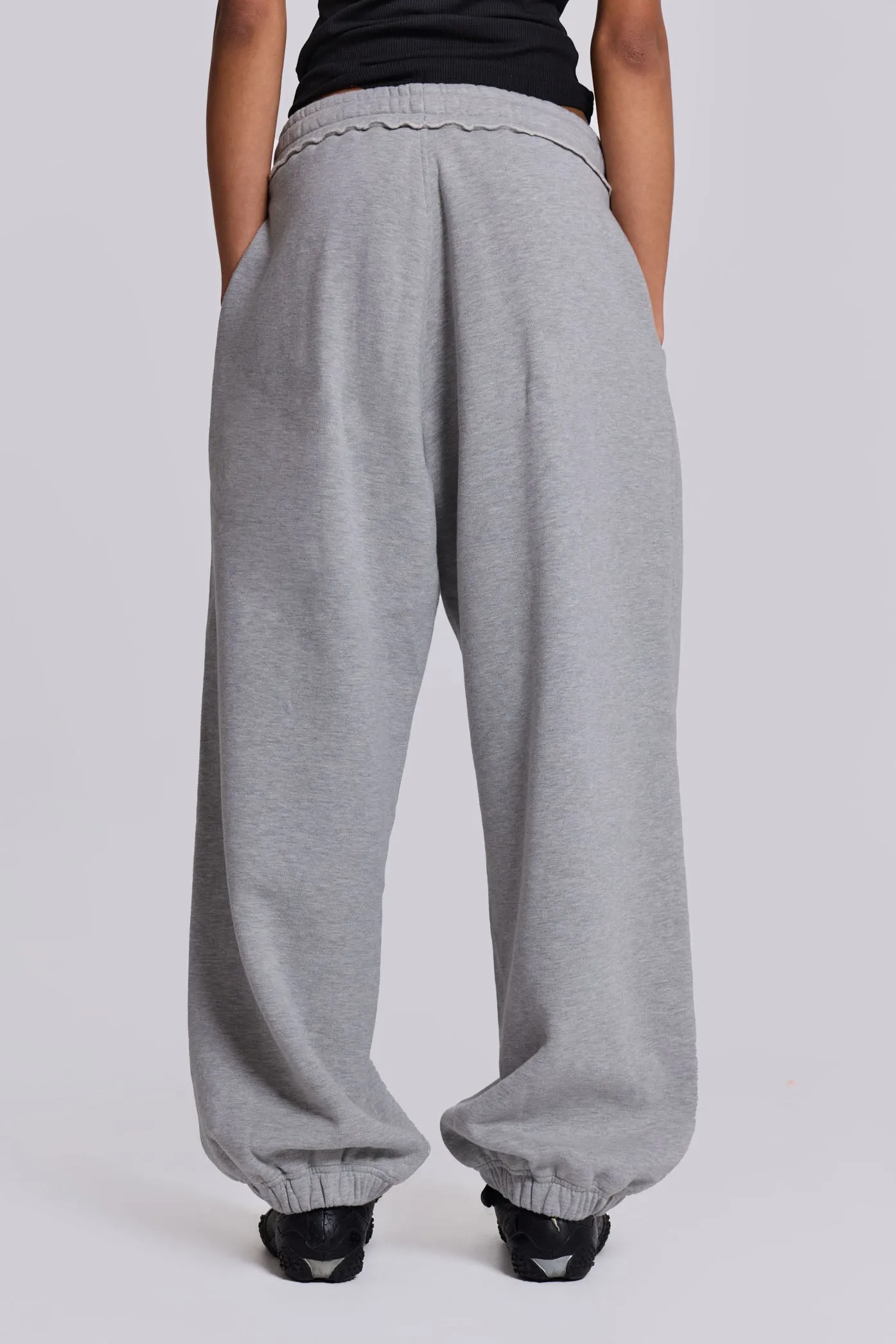 Grey Marl Cuffed Baggy Monster Joggers