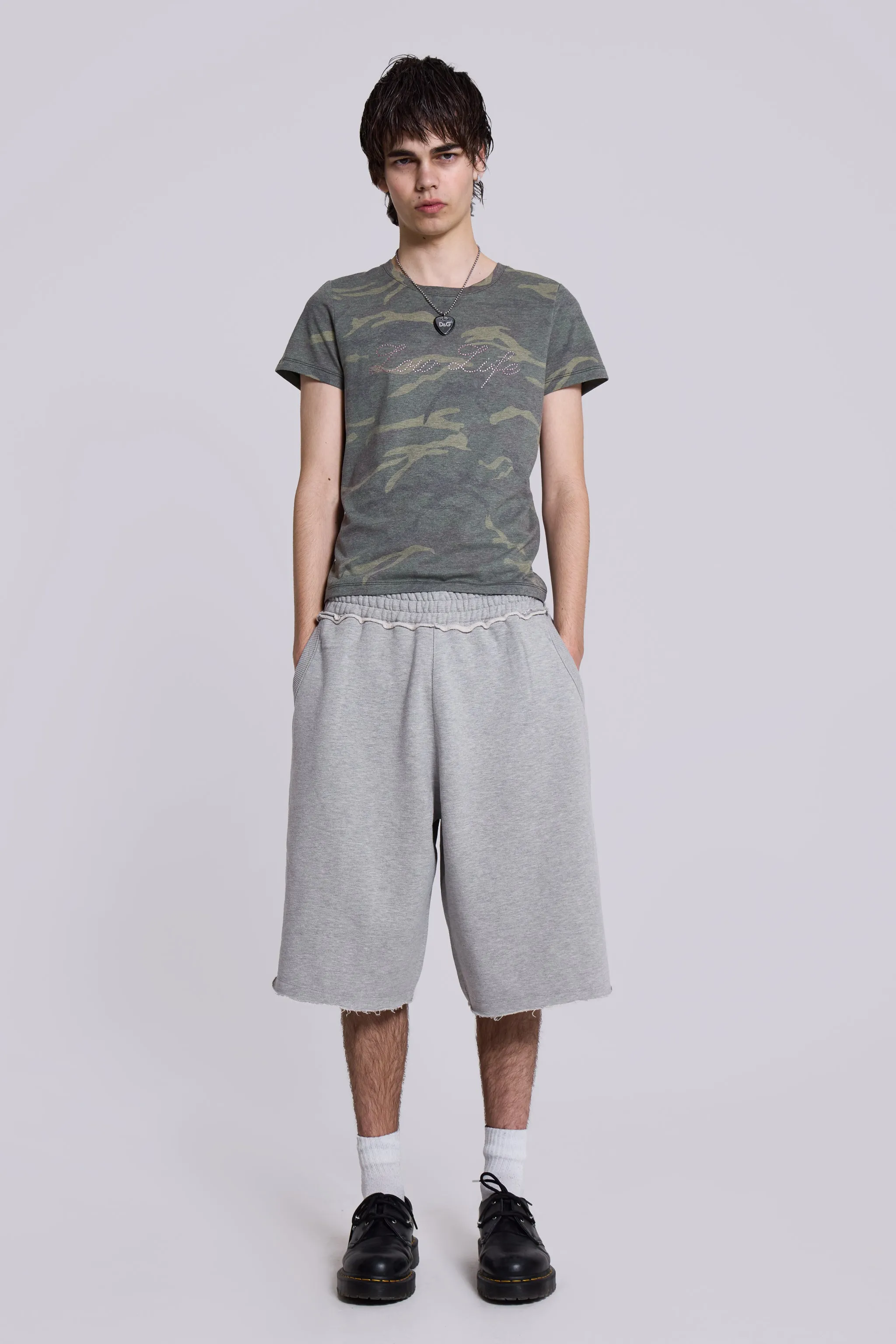 Grey Marl Monster Jogger Baggy Shorts
