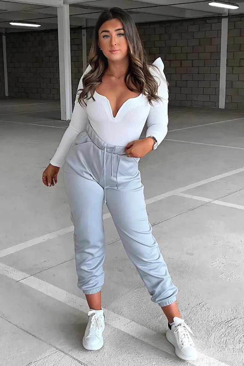 Grey Side Pocket Scuba Joggers - Lallie