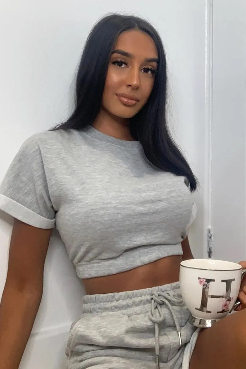 Grey Sweat Top Shorts Loungewear Co-ord - Indee