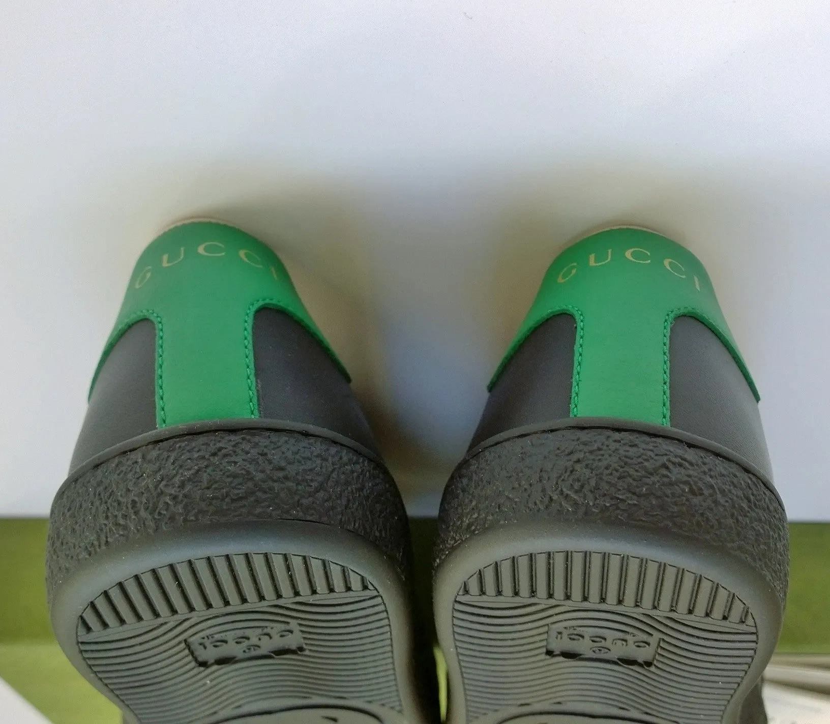 Gucci Ace Black Leather GG Sneakers Velcro Closure