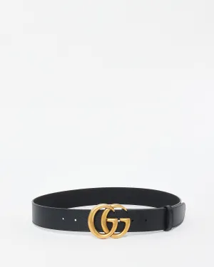 Gucci Black Grained Leather GG Marmont Belt - 90/36
