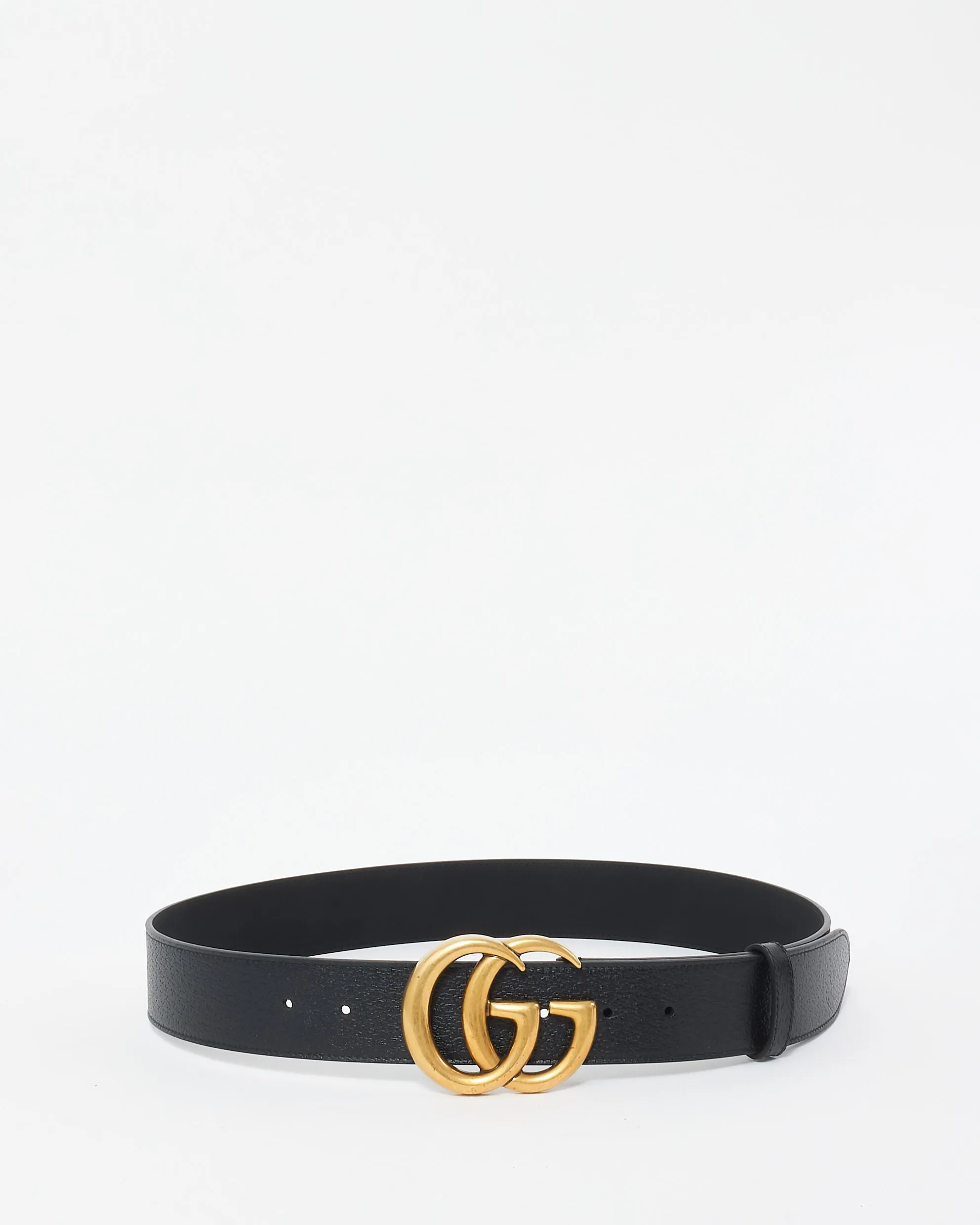 Gucci Black Grained Leather GG Marmont Belt - 90/36