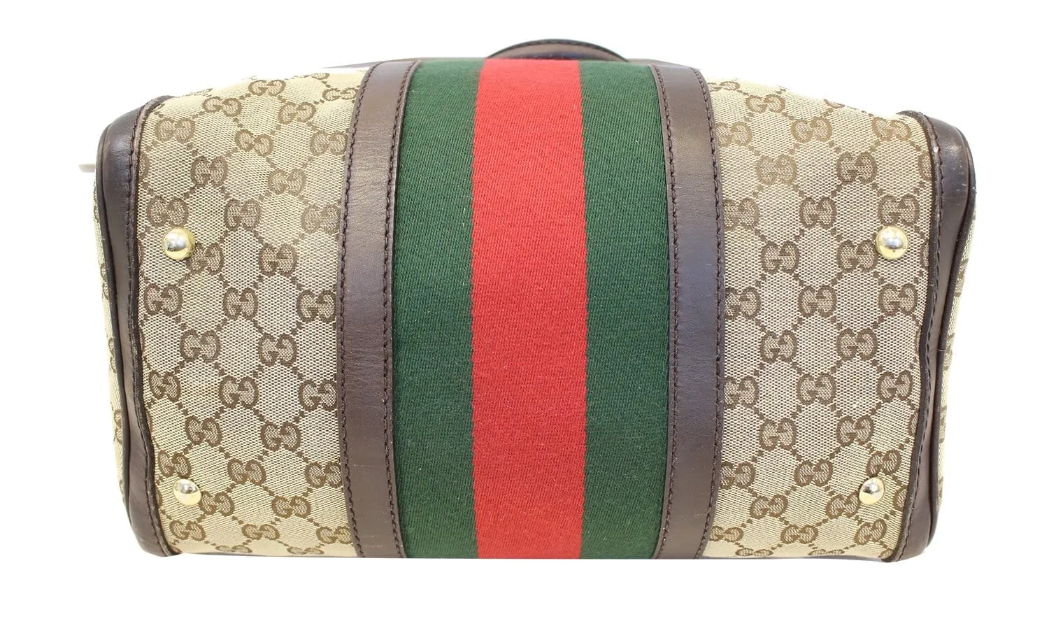 GUCCI Web Original GG Monogram Canvas Boston Beige Bag