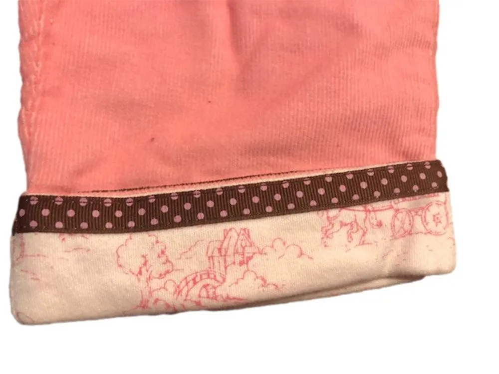 Hartstrings Pink Corduroy Pants Toile Cuff Sz 3-6 mo