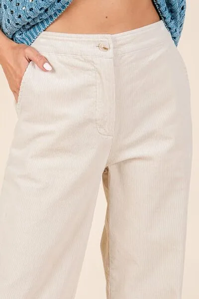 Hazel Blues® |  Mittoshop Corduroy Back Elastic Waist Pants
