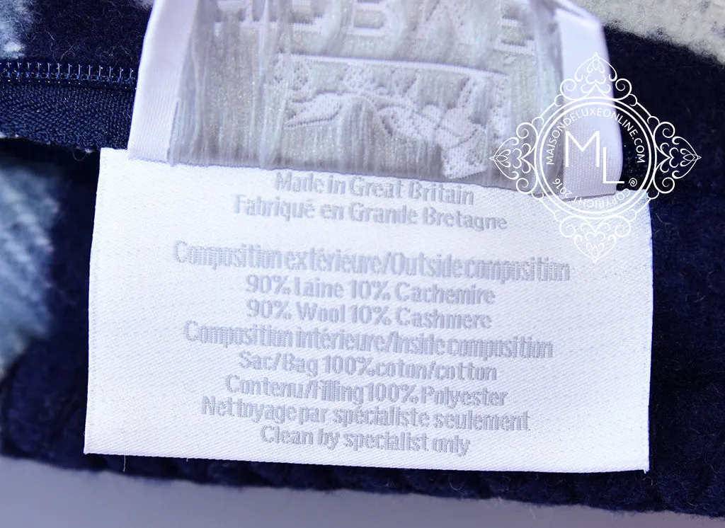 Hermes Classic Caban Blue Wool Cashmere Avalon III Cushion Pillow