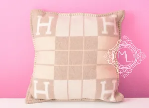 Hermes Classic Camomille Wool Cashmere Avalon III Cushion Pillow