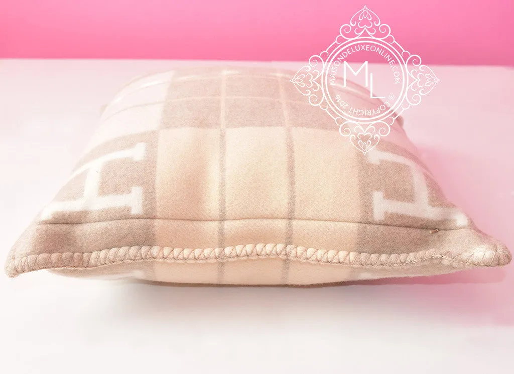 Hermes Classic Camomille Wool Cashmere Avalon III Cushion Pillow