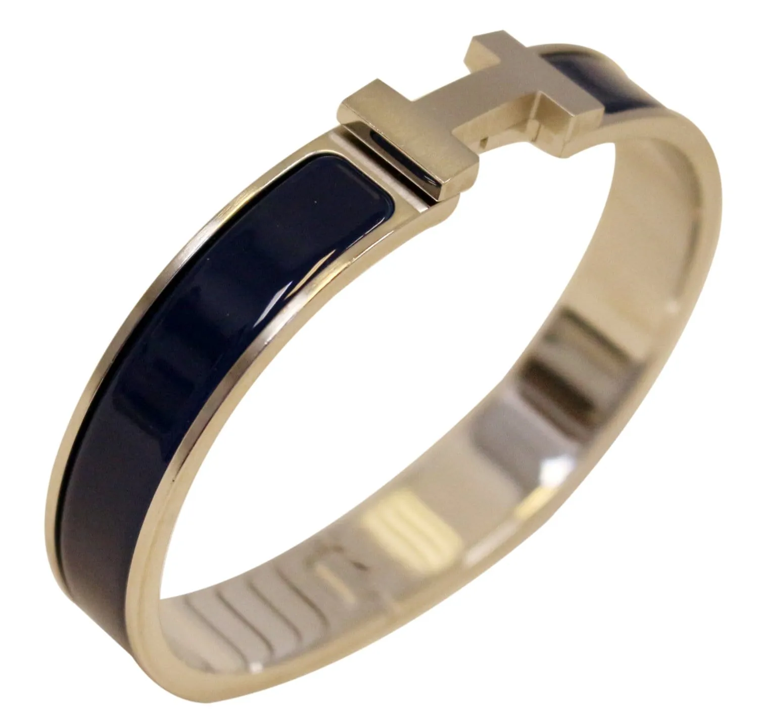 HERMES Clic H Bangle Metal Bracelet Blue