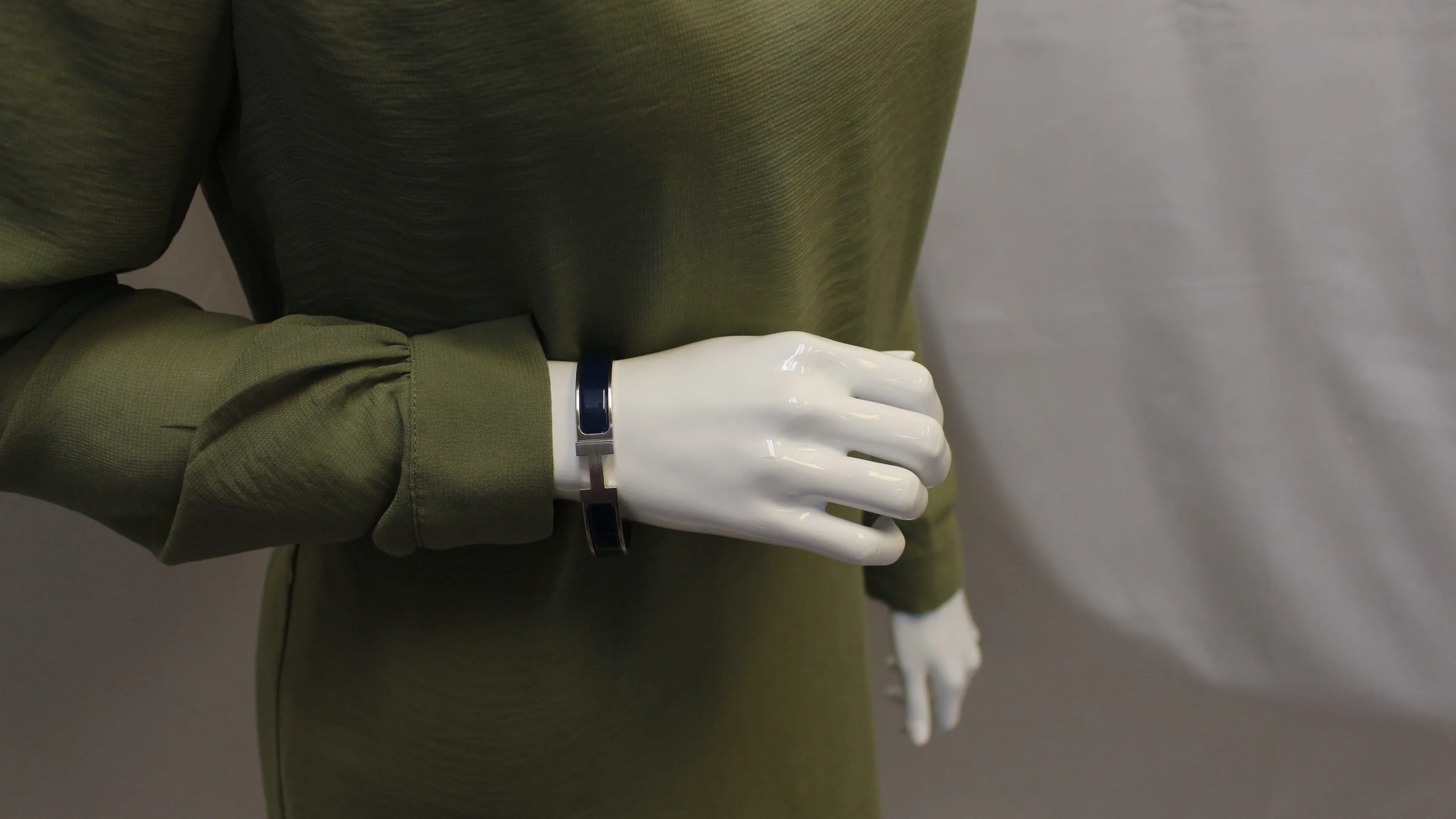 HERMES Clic H Bangle Metal Bracelet Blue
