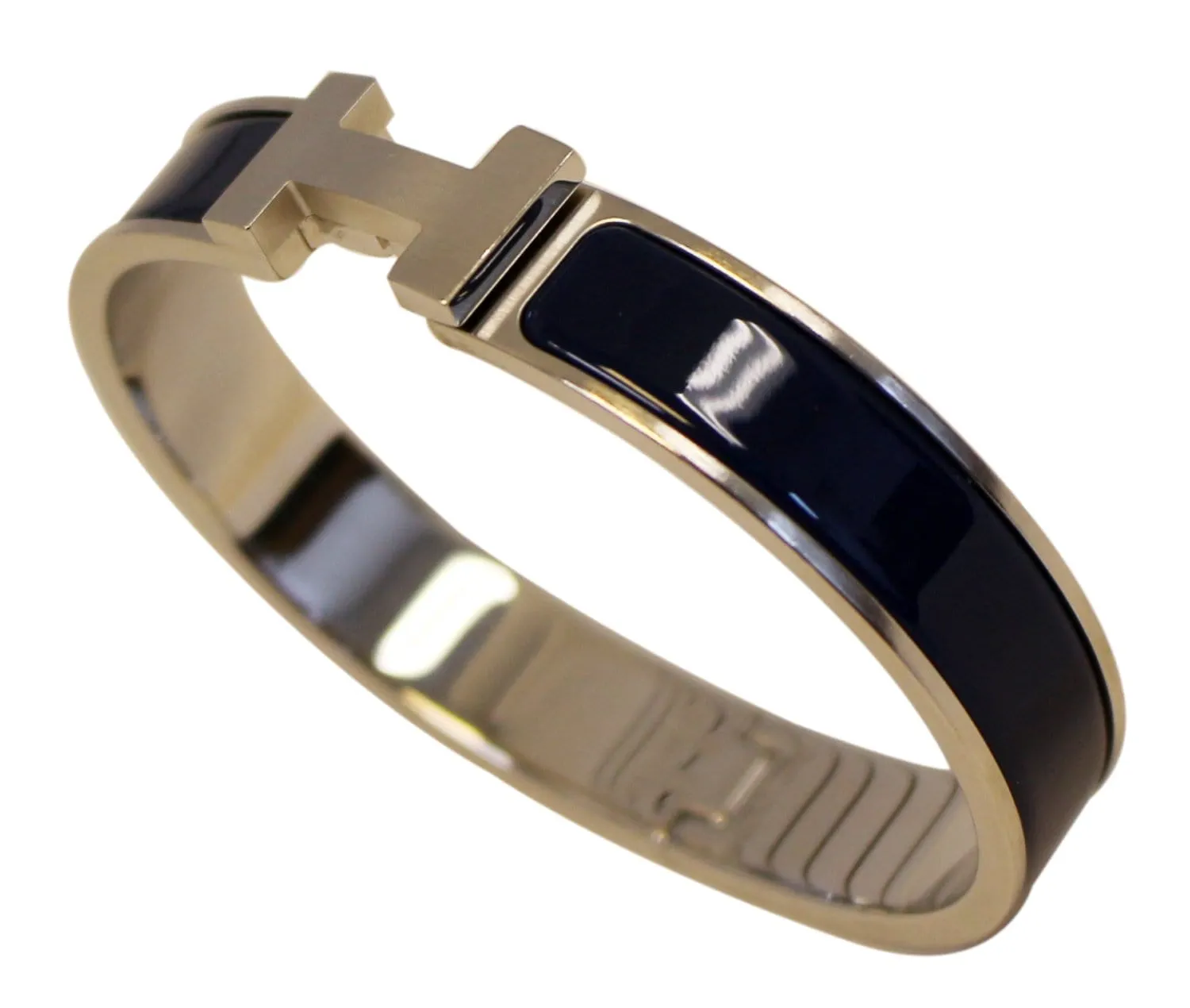 HERMES Clic H Bangle Metal Bracelet Blue