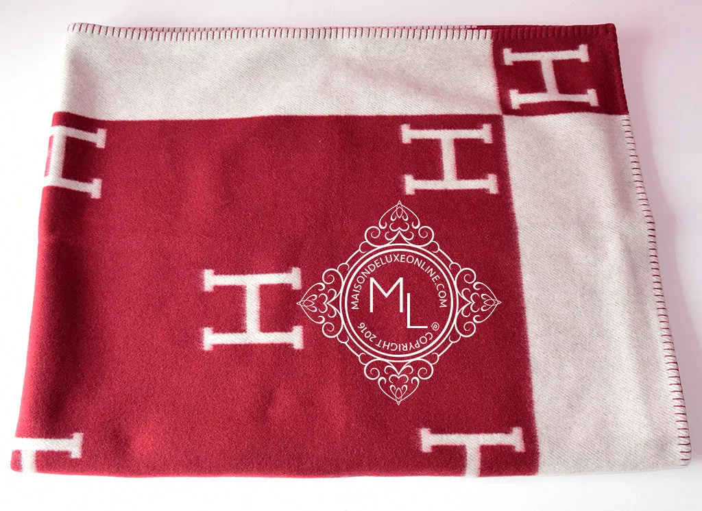 Hermes Large Rough H Wool Cashmere H Avalon Blanket