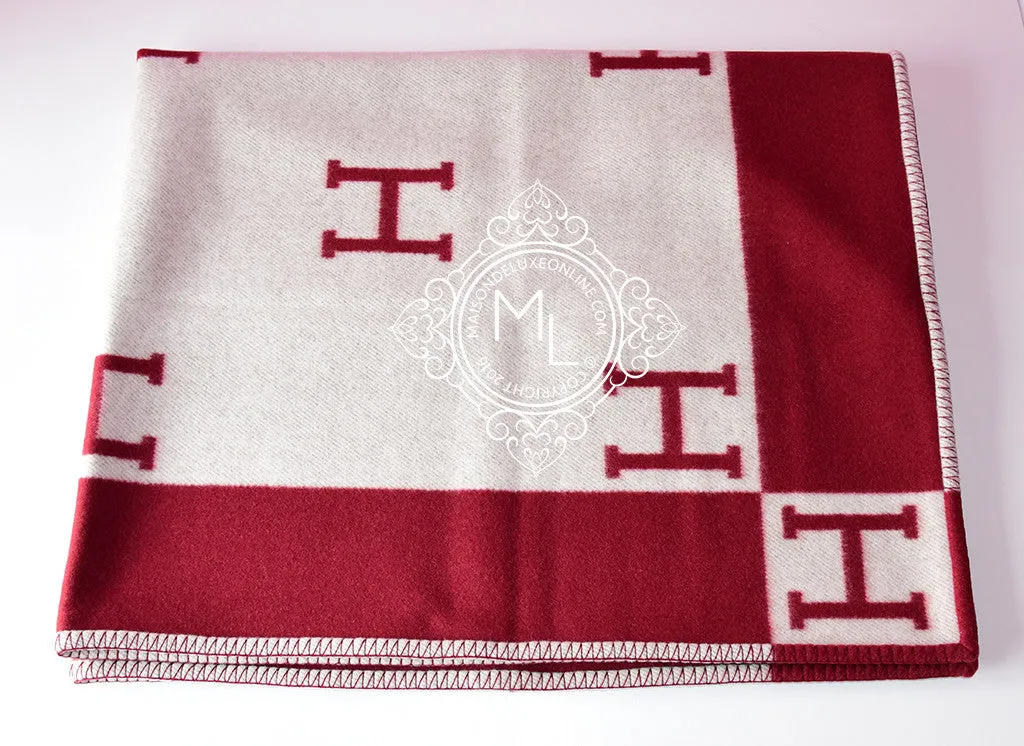 Hermes Large Rough H Wool Cashmere H Avalon Blanket