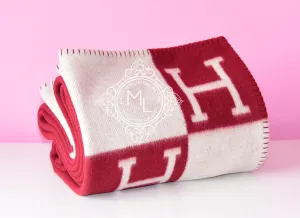 Hermes Large Rough H Wool Cashmere H Avalon Blanket
