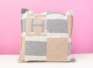 Hermes Naturel Wool Cashmere Avalon Bayadere Cushion Pillow