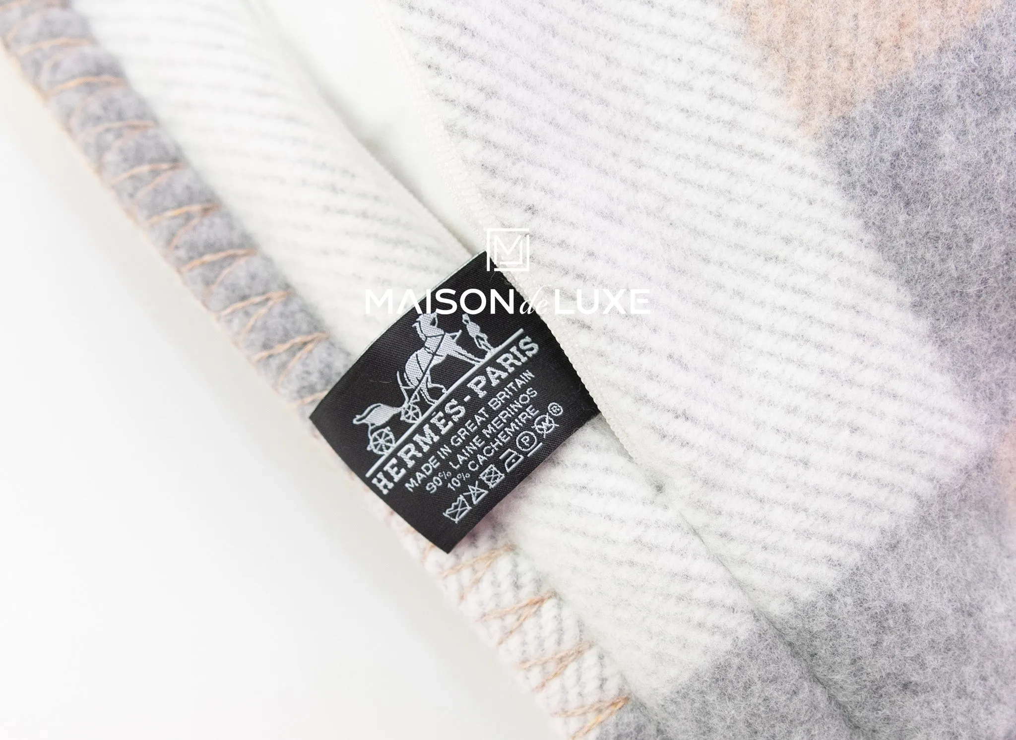 Hermes Naturel Wool Cashmere Avalon Bayadere Cushion Pillow