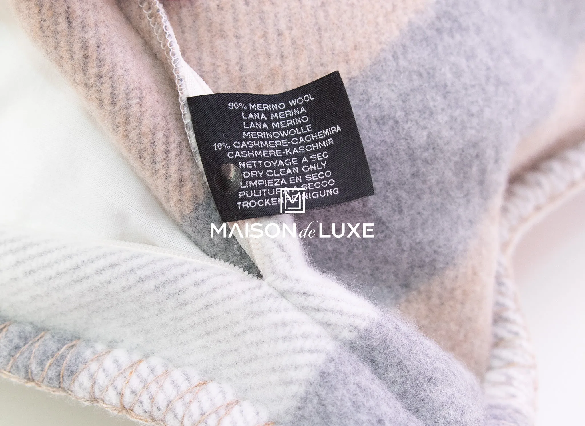 Hermes Naturel Wool Cashmere Avalon Bayadere Cushion Pillow