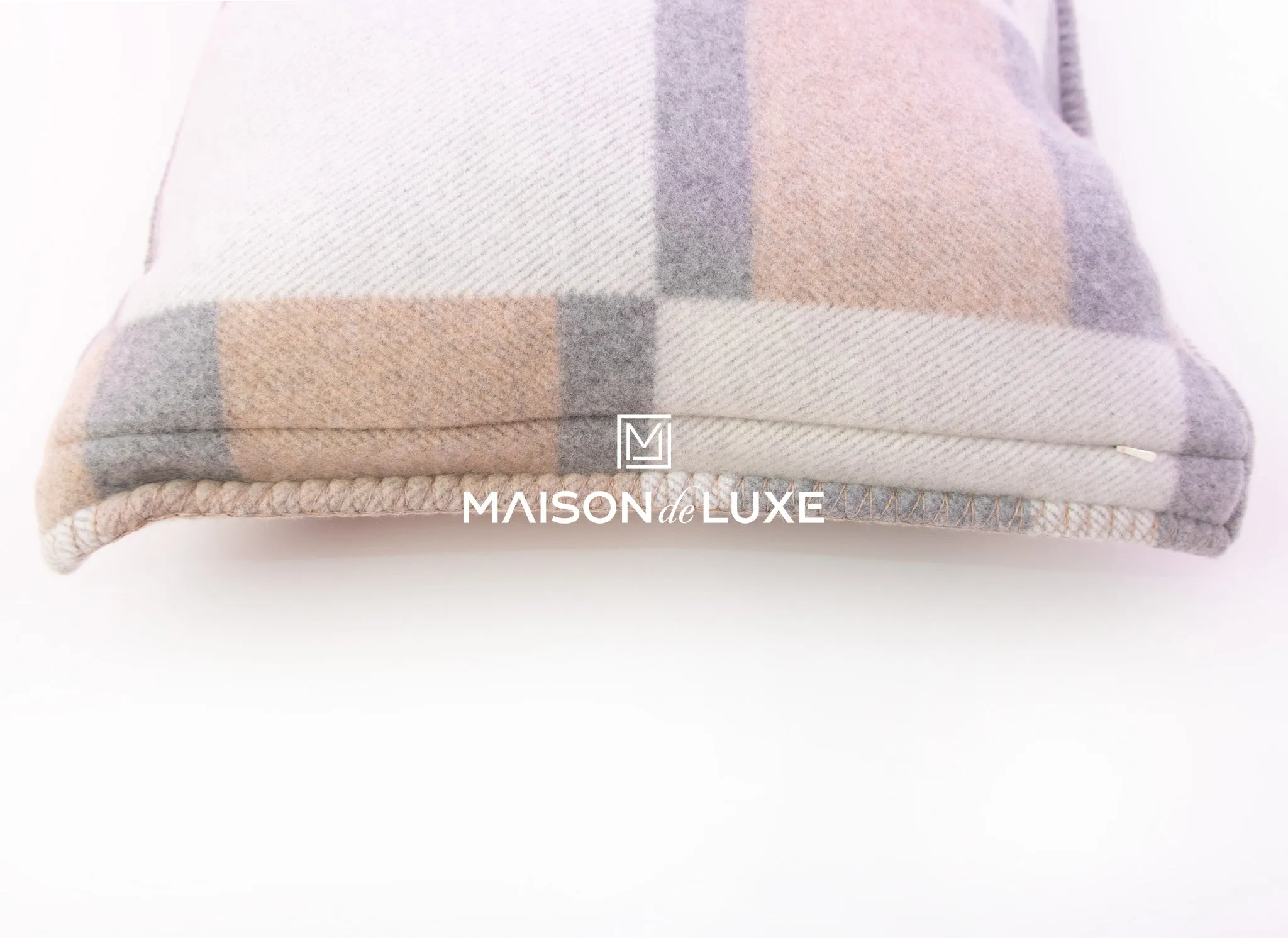 Hermes Naturel Wool Cashmere Avalon Bayadere Cushion Pillow